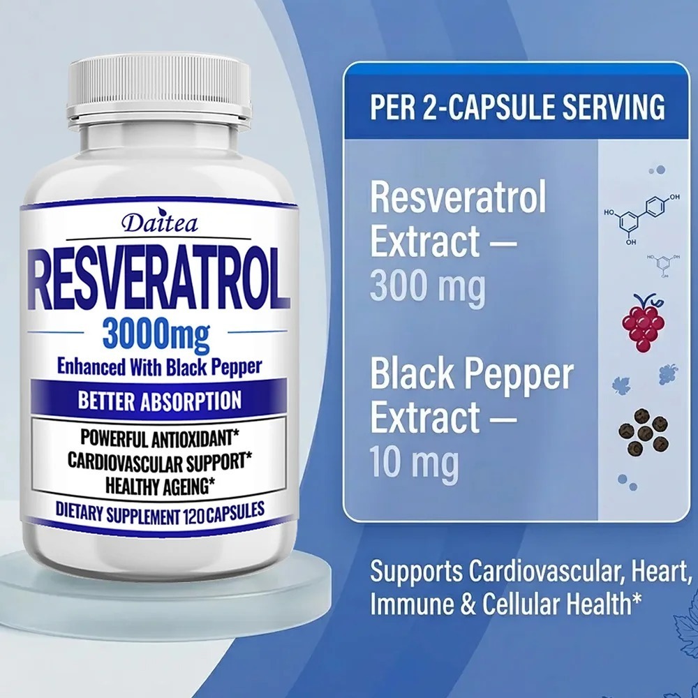 Cápsulas de Suplemento de Resv - Resveratrol Capsule Anti Aging reseña y precio
